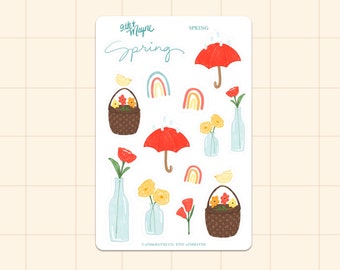 Cute Spring Theme Sticker Sheets, Planner, Bullet Journal