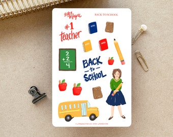 Back to School Stickers, Teacher Gift, Teacher Appreciation, Back to School Stickers for Planner. Bullet Journal Stickers, Matte Finish