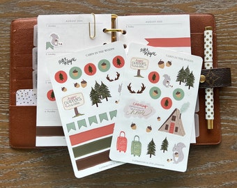 Cabin Sticker Sheet: Hand-Drawn Planner Stickers