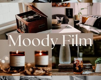 8 Moody Film Lightroom Presets, Film Edit, Retro Vintage Presets, Professional Photography
