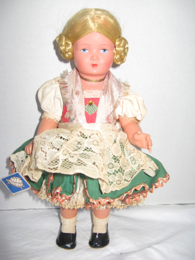 Schildrot Turtle Mark Celluloid German Doll Blonde Side Braids image 0