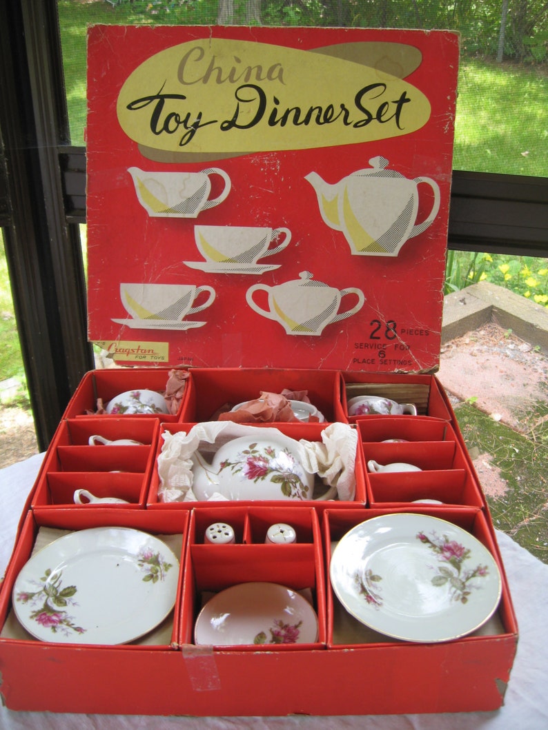 China Toy Tea Set 1950 Rose Porcelain Japan Cragstan Service Etsy