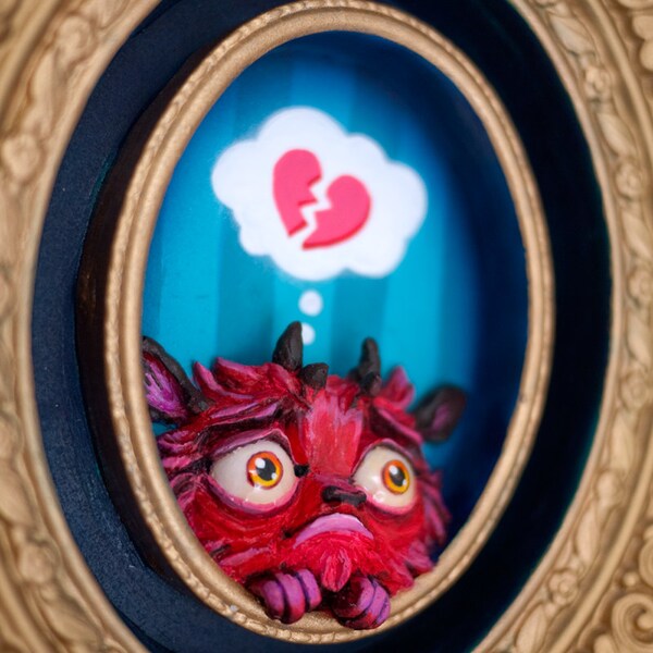 Peeking Monster Series: Meep (with broken heart)