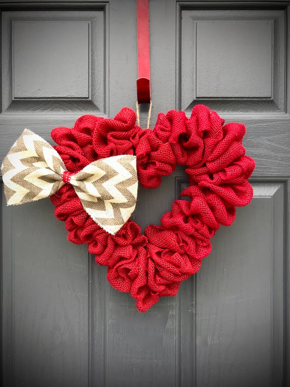 Red Heart Wreath Heart Wreaths Red Hearts Heart Door Etsy