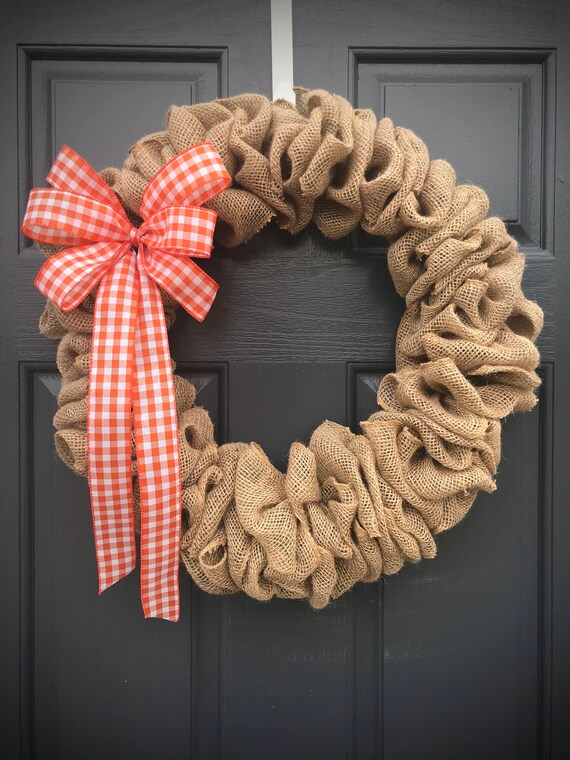 Burlap Wreaths Gingham Burlap Door Wreath Fun Gifts Cute Etsy