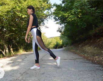 Black Light Blue Leggings, Women Leggings, Gym Leggings, Fitness Leggings, Stretch Pants, Elastic Pants, Woman Bottoms, Workout Leggings