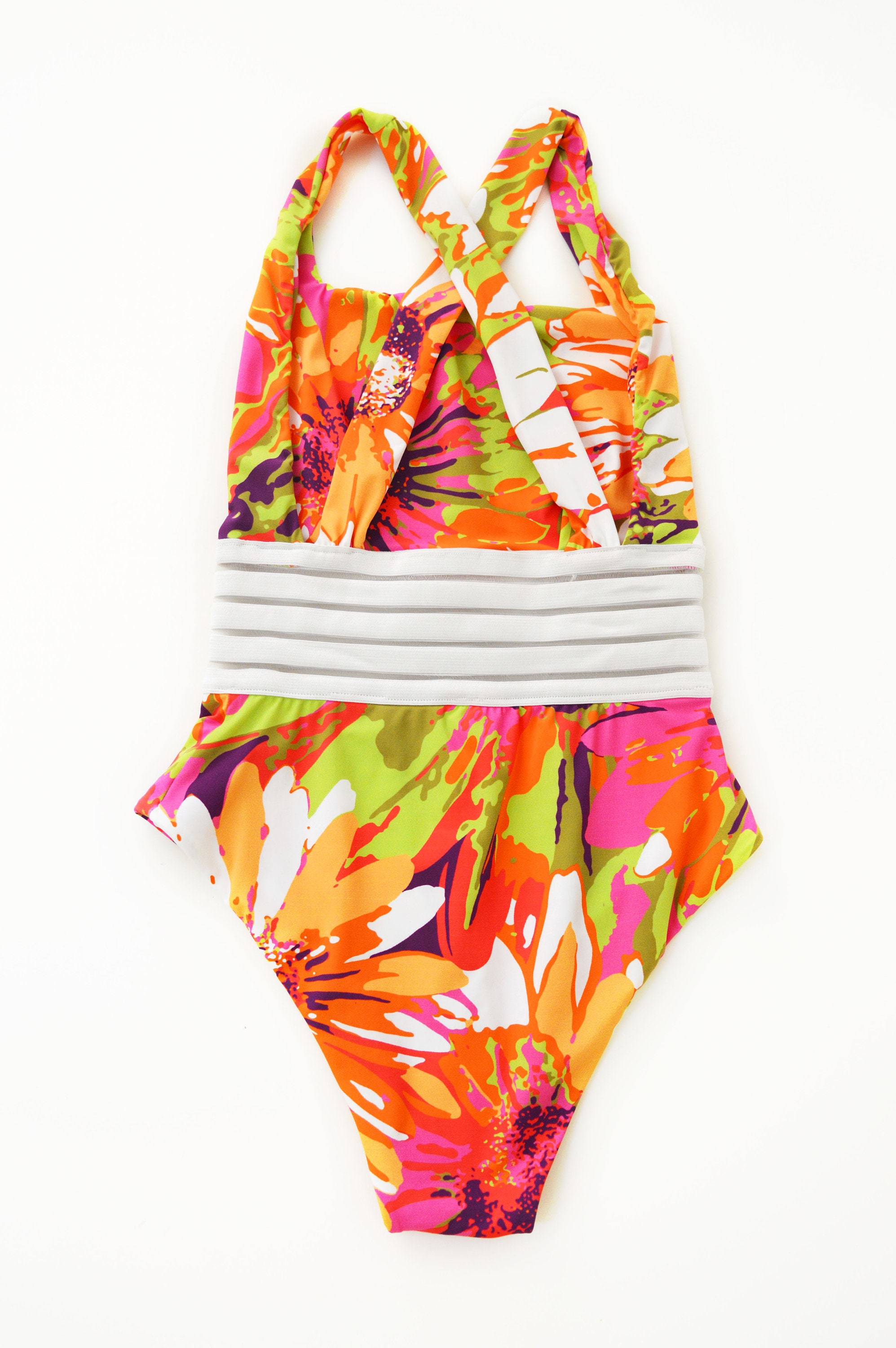 Flower swimsuit Plus size swimwear Orange swimsuit Printed Etsy