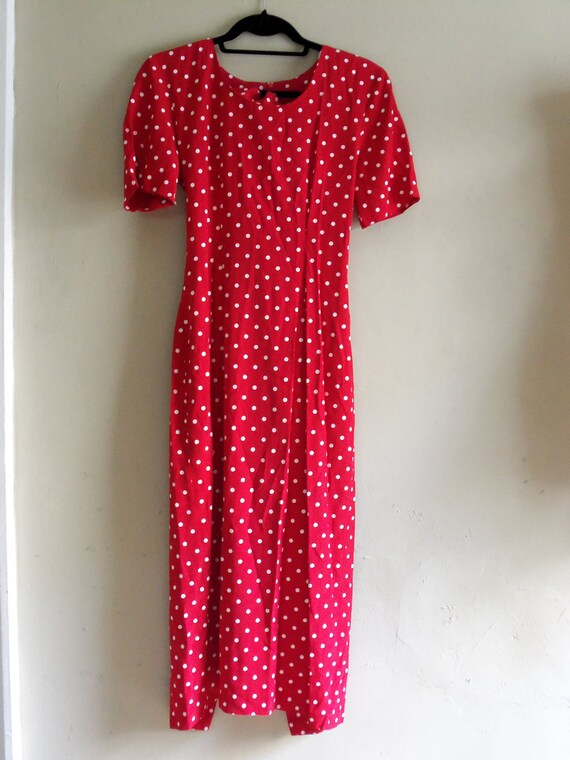 Items similar to Red Short Sleeve Polka Dot Dress on Etsy