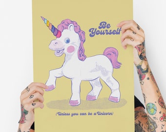 Unicorn Digital Wall Art Prints Trendy, Be Yourself Print, Digital Prints Download Trendy, Trendy Wall Art,  Pride Print, DGT037