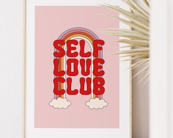 Self love Print Illustration, Teen room Wall Art, Modern Decor, Rainbow Illustration, Large Printable Art Digital Download, DGT014