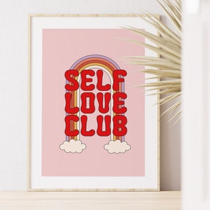 Self love Print Illustration, Teen room Wall Art, Modern Decor, Rainbow Illustration, Large Printable Art Digital Download, DGT014