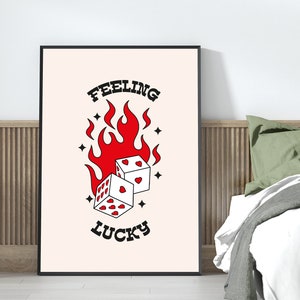 Feeling Lucky, Trendy Dice Wall Print, Digital Download Print, Retro Wall Decor, Large Printable Art, Downloadable Art Prints, DGT027 image 6