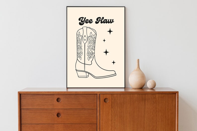 Yee Haw print, Cowgirl Cowboy Boots Rodeo Print Wall Art , Large printable Art, Digital download Art, Western Art Print, DGT030 image 4