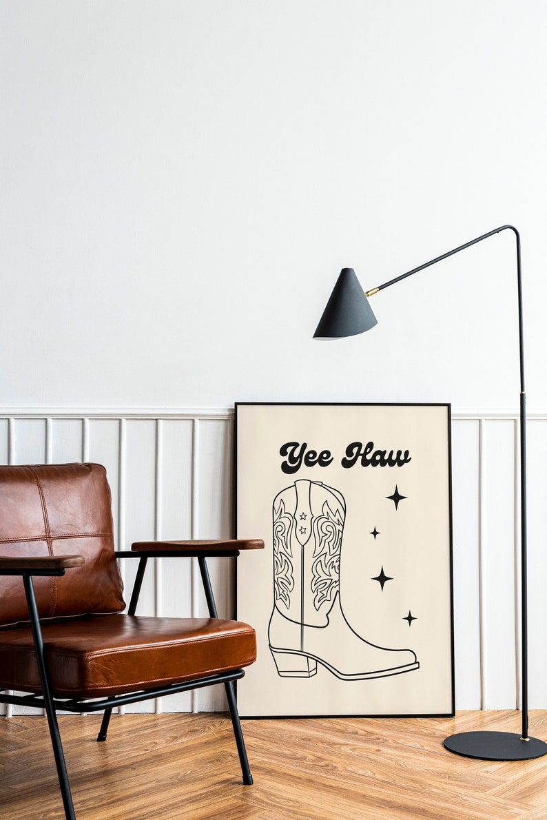 Yee Haw print, Cowgirl Cowboy Boots Rodeo Print Wall Art , Large printable Art, Digital download Art, Western Art Print, DGT030 image 1