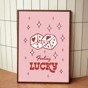 Feeling Lucky Dices, Dice Cute Wall Print, Digital Download Print, Retro Wall Decor, Large Printable Art, Downloadable Prints, digital Art