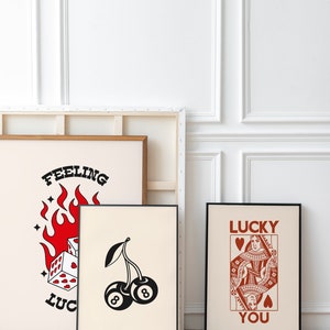 Feeling Lucky, Trendy Dice Wall Print, Digital Download Print, Retro Wall Decor, Large Printable Art, Downloadable Art Prints, DGT027 image 2