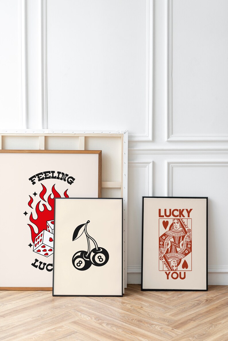 Feeling Lucky, Trendy Dice Wall Print, Digital Download Print, Retro Wall Decor, Large Printable Art, Downloadable Art Prints, DGT027 image 2