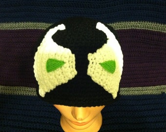 Spawn (Black, White, and Green) Crochet Beanie