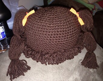 Cabbage patch doll (brown, beanie, hat, cap, crochet)