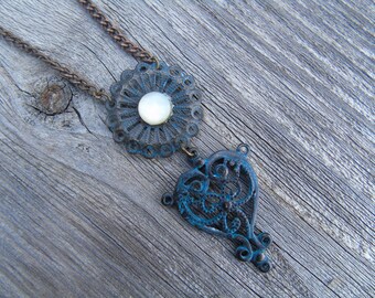 Blue opal heart necklace