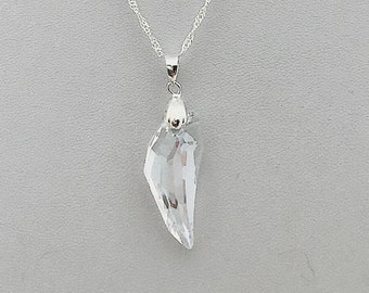 Angel Wing Necklace, Angel Wing pendant, Swarovski Clear Angel Wing Crystal Pendant, Moonlight Swarovski Crystal on Sterling Silver