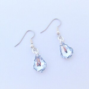 Funkelnde Silberkristall Ohrringe, Swarovski Crystal Facettenreiche funkelnde Barock Ohrringe an Sterling Silber 925 mit Chirurgenstahl Haken