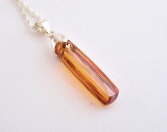 Crystal drop necklace, Rainbow copper pendant, Modern crystal necklace, Crystal drop necklace, Copper crystal necklace, Sterling Silver 925