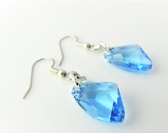 Light Blue earrings, Aquamarine earrings, Sparkling Swarovski Crystal earrings,  Multifaceted dazzling Blue crystals