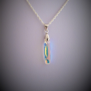 Iridescent Rainbow Necklace Swarovski Crystal Pendant, Iridescent Bridal Necklace, Aurora Borealis Necklace on Sterling Silver 925