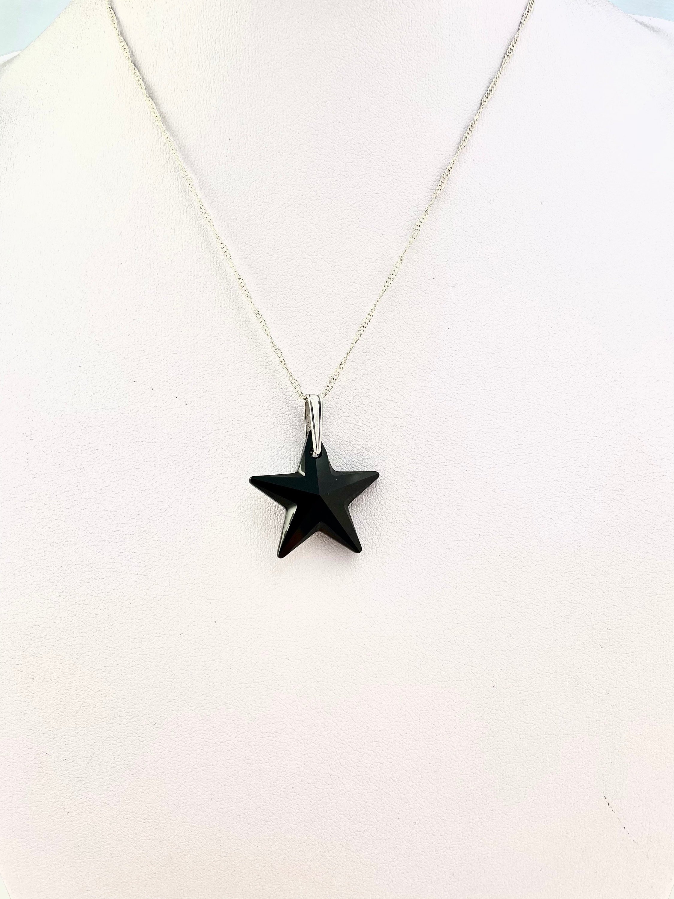 Black Star Necklace Jet Black Swarovski Crystallized Star Pendant on Sterling Silver 925 Black Crystal Pendant Rockstar Black Pendant Etsy Canada