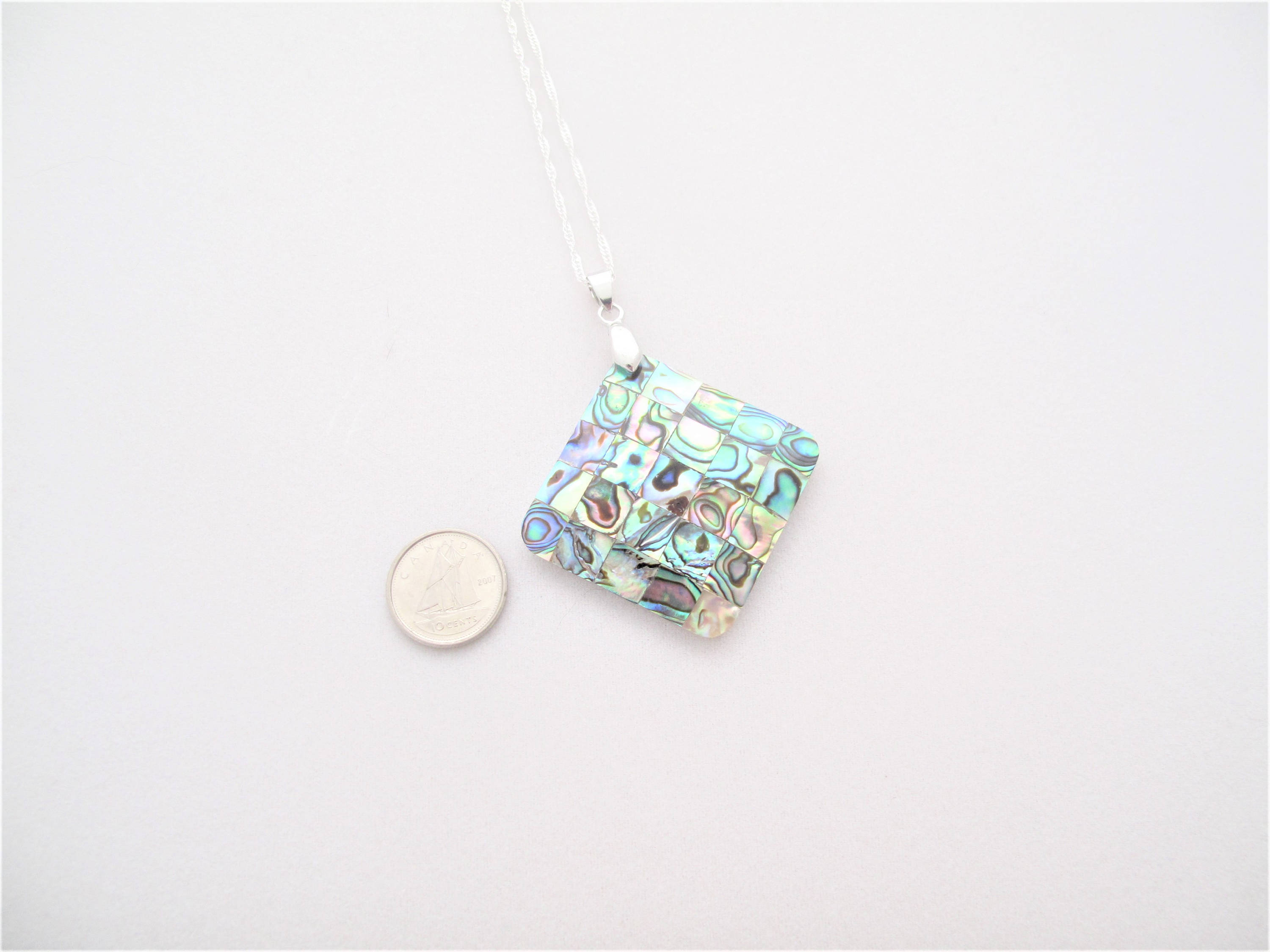 Pendentif En Argent 925 Avec Pierre Paua/Abalone Verte - Neuf Avec étiquettes, Poinçonné