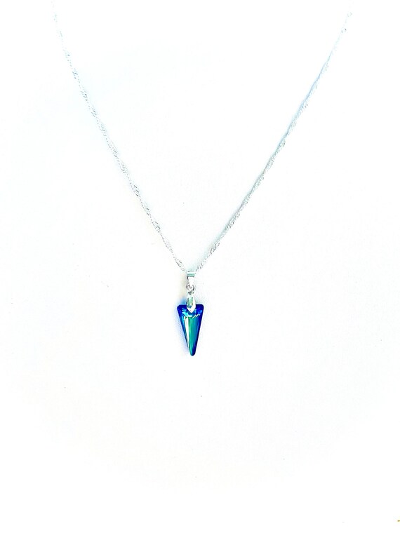 ネックレス・ペンダント Spike and Oval Blue Crystal Necklace Amazon.com: Blue Crystal Spike Pendant Necklace, Faceted