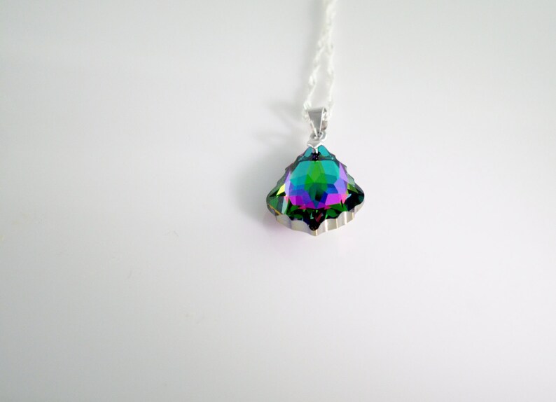 Mystic Topaz Swarovski Crystallized Baroque Electra Necklace, Bridal Jewelry, Bridesmaid Peacock Necklace, Sterling Silver 925 image 5