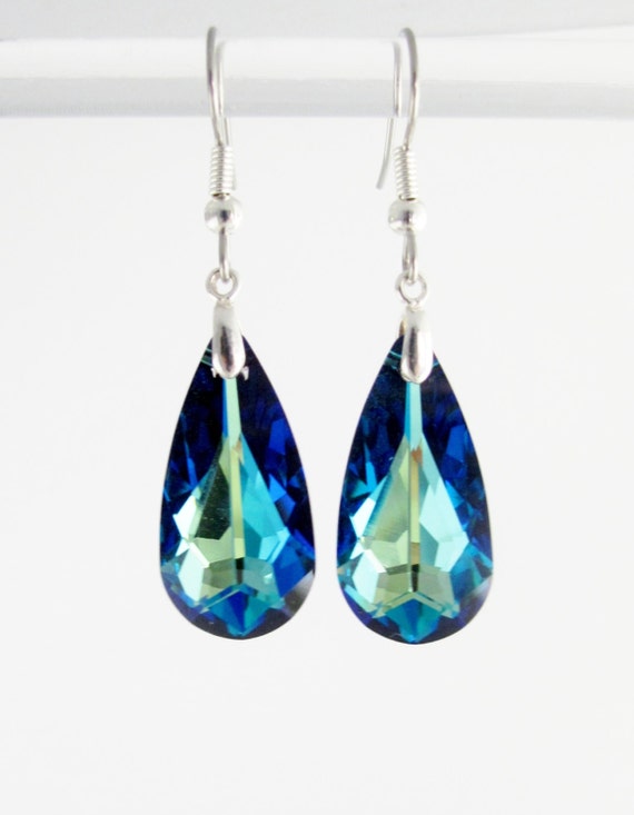 Blue Crystal Drop earrings Bermuda Blue Cobalt Blue Crytal | Etsy Blue Crystal Drop earrings Bermuda Blue Cobalt Blue Crytal | Etsy