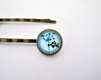 Blue Flower Bobby Pins, Blue Hair Piece, Flower Handmade bobby pin