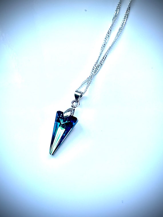 Blue Necklace, Electric Blue Rockstar Necklace, Swarovski in