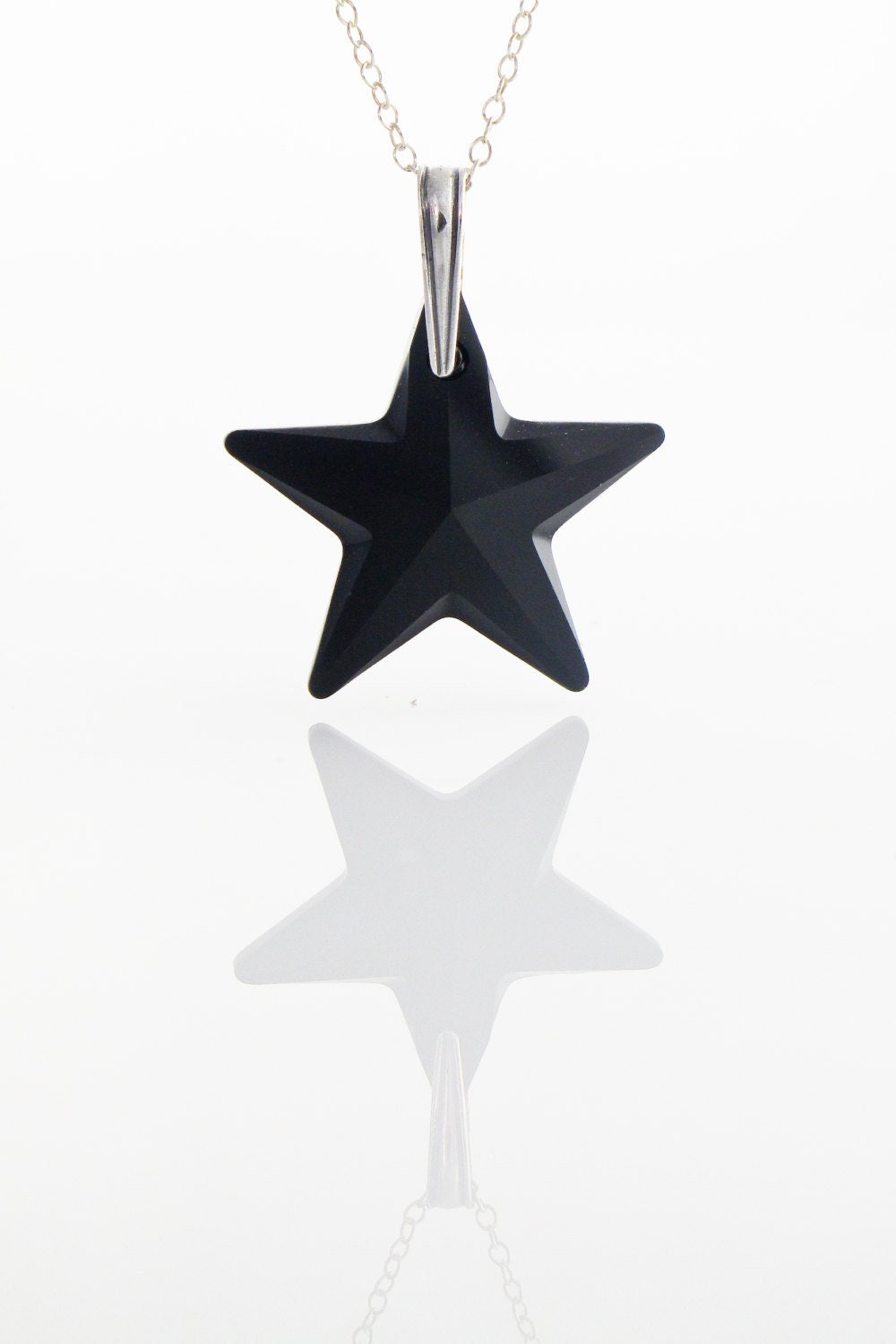 Black Star Necklace Jet Black Swarovski Crystallized Star Pendant on Sterling Silver 925 Black Crystal Pendant Rockstar Black Pendant Etsy Canada