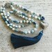 Tassel Necklace, Larimar Necklace, Blue Tassel Necklace, Gemstone Necklace, Hand Knotted Necklace, Heart Necklace, Bohemian Jewelry