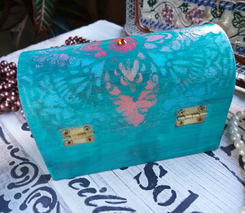 Boho Jewelry Box Trinket Box Recycled Bohemian Decor Home Etsy