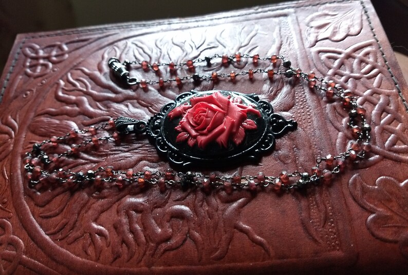 Vintage Style Necklace Bohemian Jewelry Pendant Necklace Gothic Rose Pendant Necklace Handmade Necklace