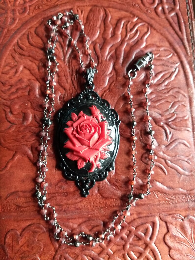 Vintage Style Necklace Bohemian Jewelry Pendant Necklace Gothic Rose Pendant Necklace Handmade Necklace