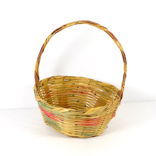 1950s-60s Easter Basket Wicker Easter Basket Vintage Easter Basket B97