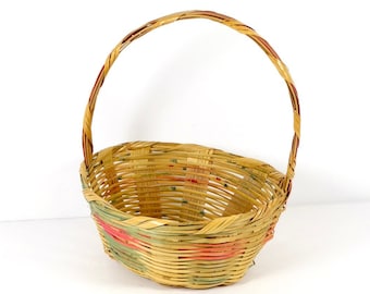 1950s-60s Easter Basket Wicker Easter Basket Vintage Easter Basket B97