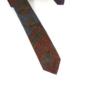 Hubert W White by John Comfort SIlk Paisley Tie, Vintage Skinny Tie Midcentury Silk Men&#39;s Dapper Tie