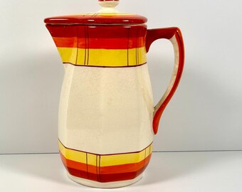 Gorgeous 1930s Takito Covered Pitcher Art Dec0 1930s Japanese Ceramics B and B Brunch 30s Retro Kitchen 1920s
