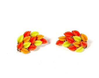 1960s Lisner Clip-On Earrings 60s Leaf Earrings Lisner Clip Earrings Lisner Earrings