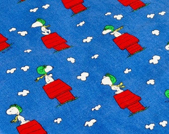 Vintage Snoopy Fabric Flying Ace Fabric 2002 Snoopy Fabric Remnant Snoopy on Doghouse Vintage Fabric