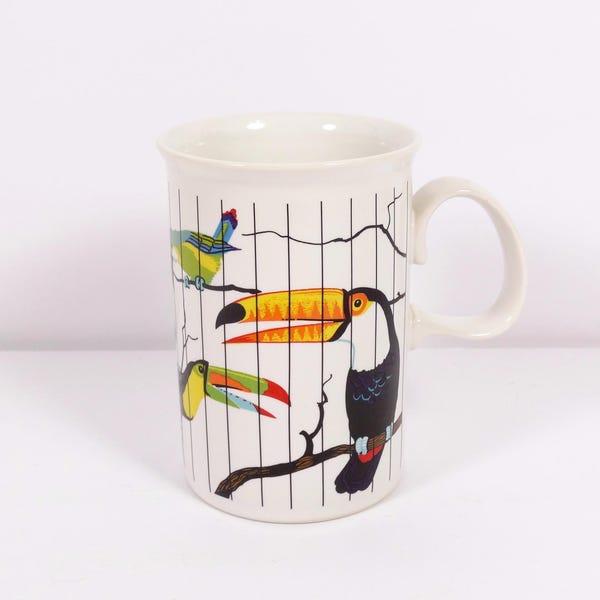 Vintage Dunoon Porcelain Mug - Scottish Porcelain Rainbow Birds Mug Dunoon Mug Made in Scotland