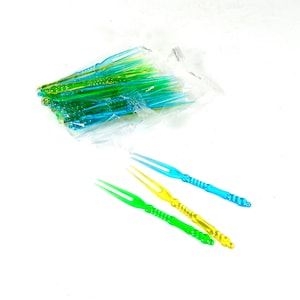 Vintage Cocktail Forks Set of 36 Cocktail Picks Green Yellow Blue Retro Bar Cocktail Party Picks