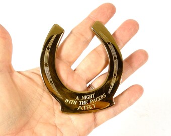 Vintage Brass Paperweight Brass Horseshoe Paperweight AT&T Paperweight Promo A Night with the Pacers